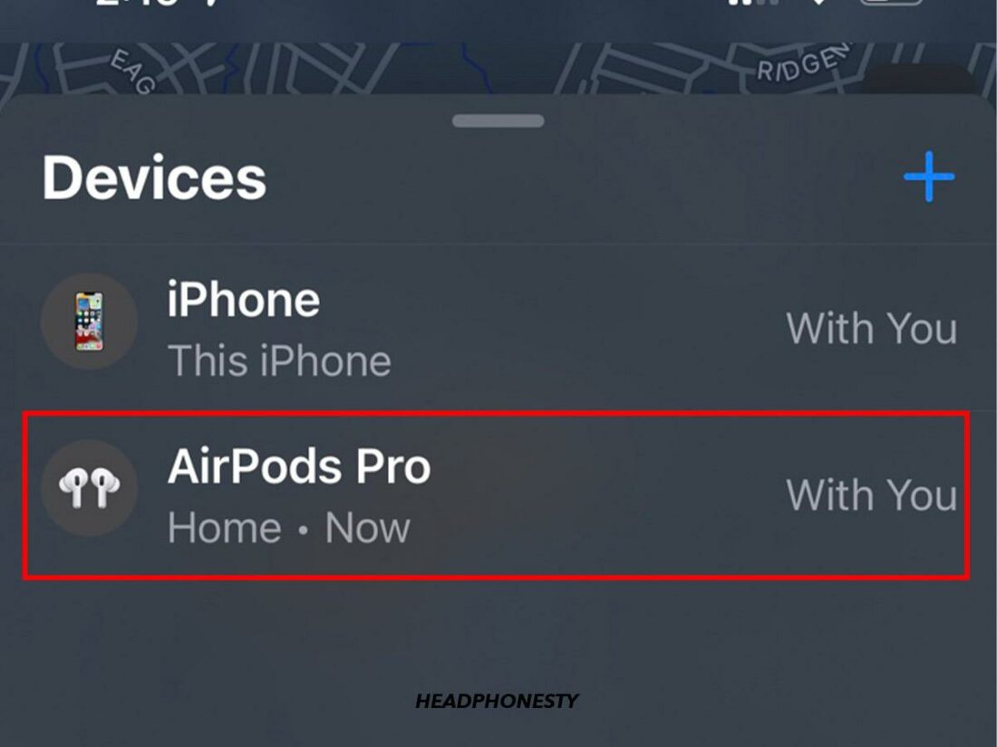 Выберите свои AirPods из списка.
