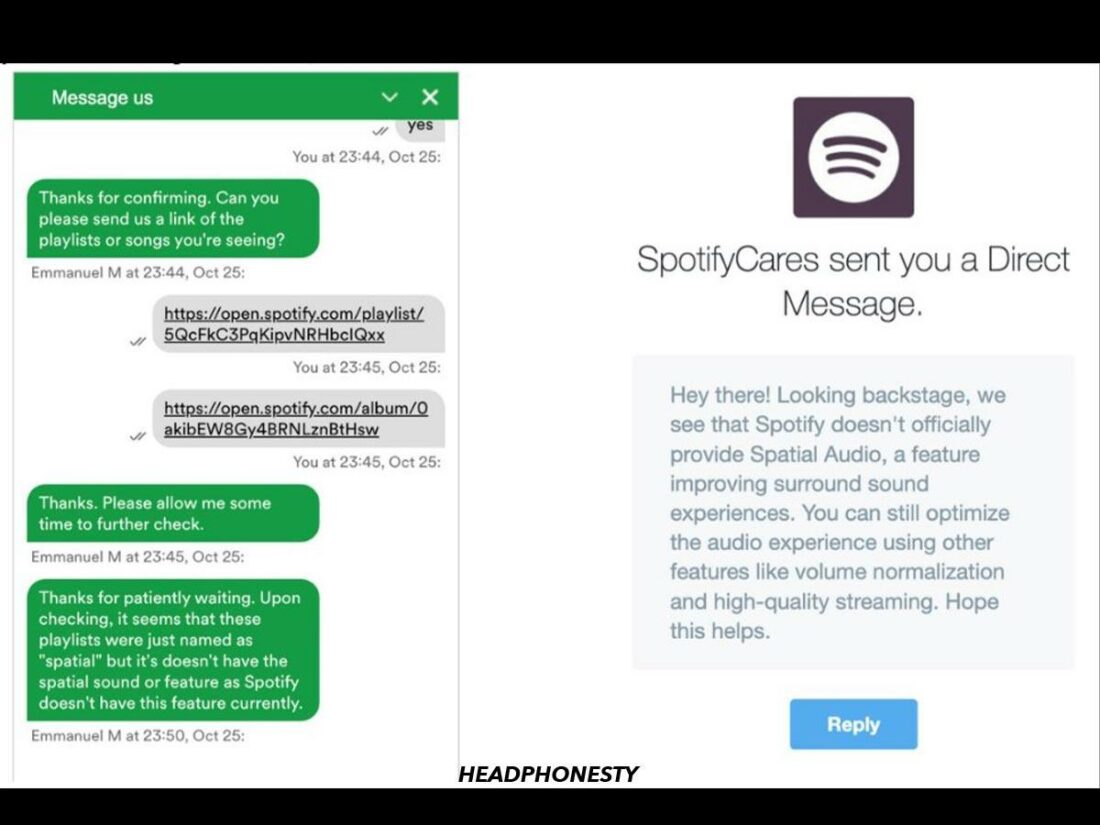 Служба поддержки клиентов Spotify подтверждает, что пространственный звук официально не представлен в приложении.